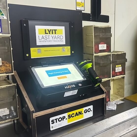 LYIT terminal set up in storeroom for parts tracking and inventory management